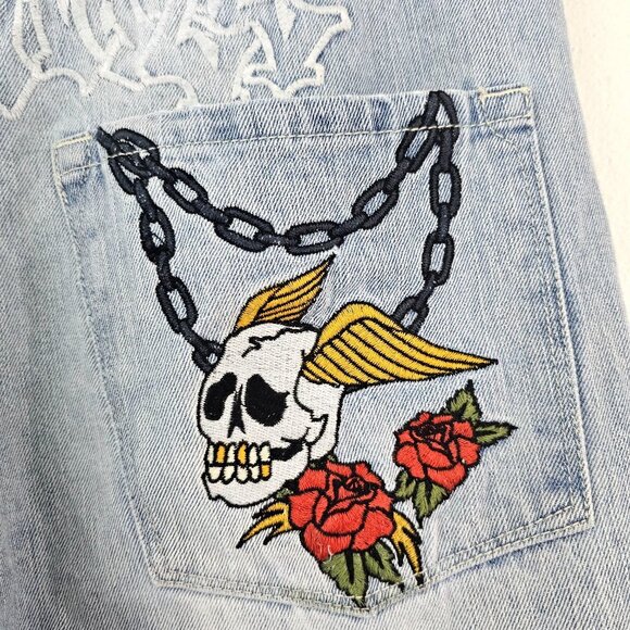 Ninth Hall Ambush Y2K Light Blue Wash Jeans Dragon Baggy Wide Leg Skater 30βX27β - Picture 6 of 16